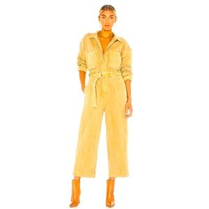 Free People Denim Belted Jumpsuit